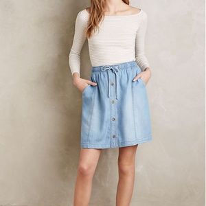 Anthropologie Buttoned Denim Skirt - light denim.